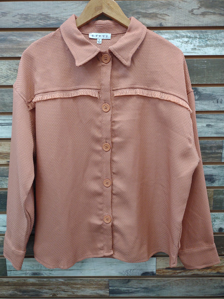 The Endlessly Chic Fray Detail Clay Mauve Shacket