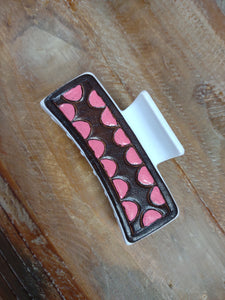 The Pink and Brown Leather Hair Clip