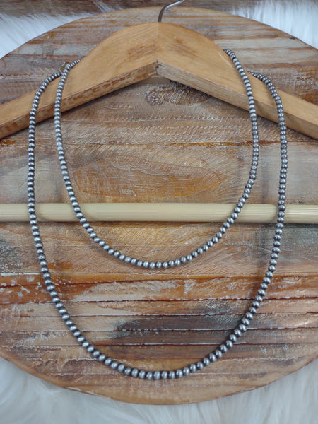 The Double Way Around Silver Navajo Necklace