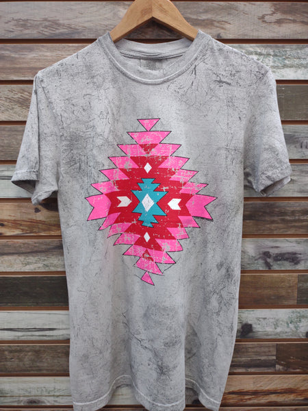 The Popping Pink Aztec Stone Wash Tee