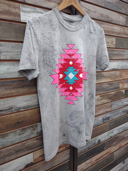 The Popping Pink Aztec Stone Wash Tee