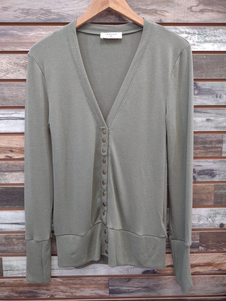 The Snap Button Sweater Light Olive Long Sleeve Cardigan