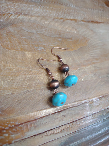 The Short Day Copper and Turquoise Earrings