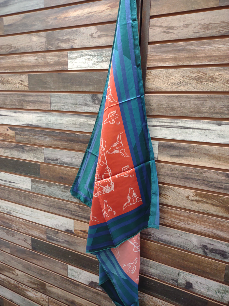 The Steer Head and Cactus Sketched Wild Rag – CrissCross Chaos Boutique