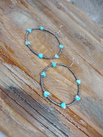 The Might Be Turquoise Heart Hoop Earrings
