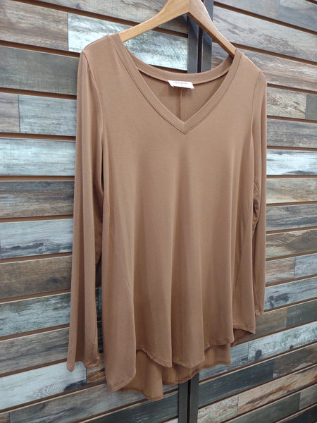 The There She Goes Long Sleeve Deep Camel Top