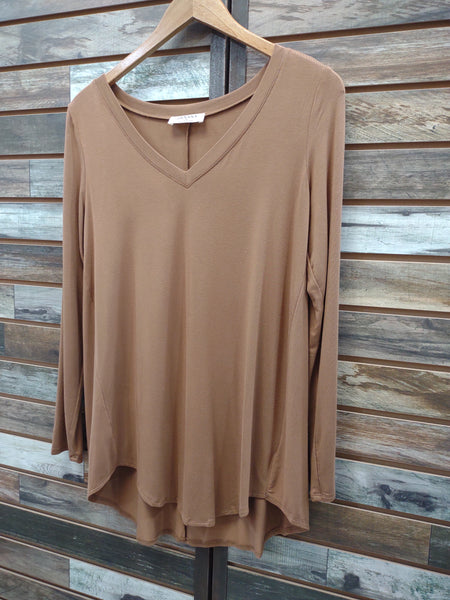 The There She Goes Long Sleeve Deep Camel Top