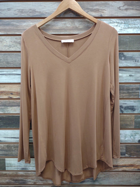 The There She Goes Long Sleeve Deep Camel Top