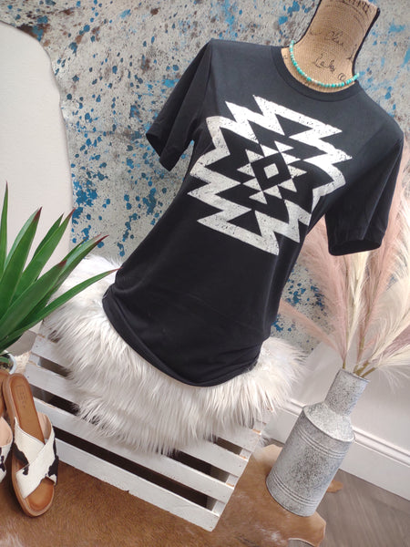 The Simple Aztec Black and White Tee