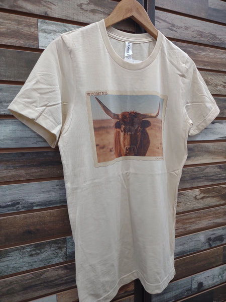 The Wyoming Longhorn Cream Tee