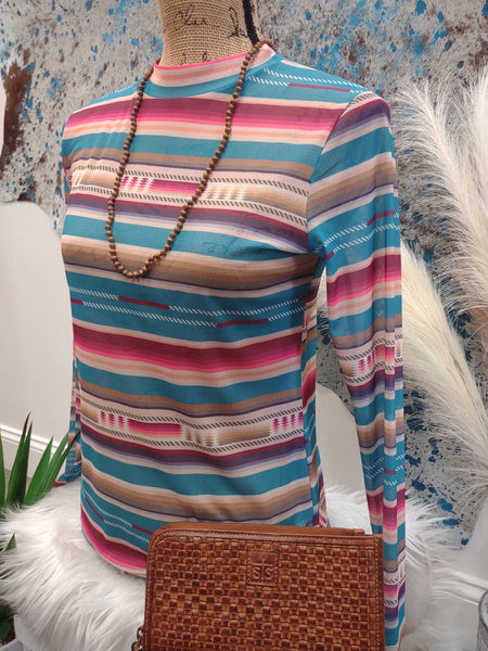 The Wyoming Nights Serape Mesh Top