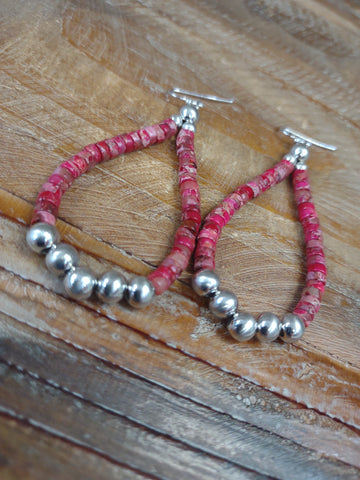 The Monday Dance Silver Navajo Pearl Gemstone Red Earrings