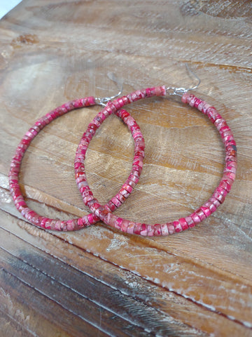 The Way There Gemstone Hoop Red Earrings