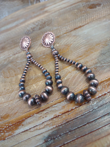 The Wednesday Dance Navajo Pearl Copper Earrings
