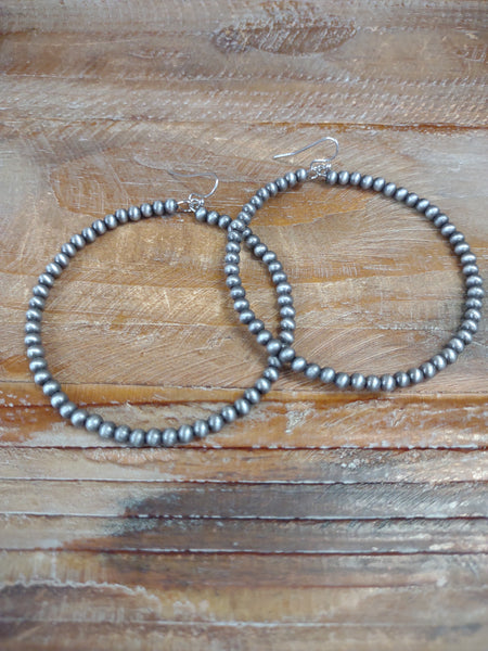 The Long Way Around Navajo Pearl Hoop Silver Earrings