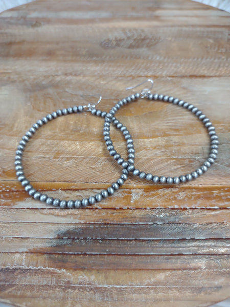 The Long Way Around Navajo Pearl Hoop Silver Earrings