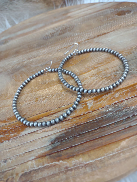 The Long Way Around Navajo Pearl Hoop Silver Earrings