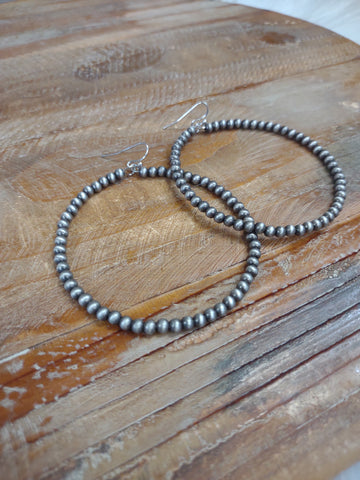 The Long Way Around Navajo Pearl Hoop Silver Earrings