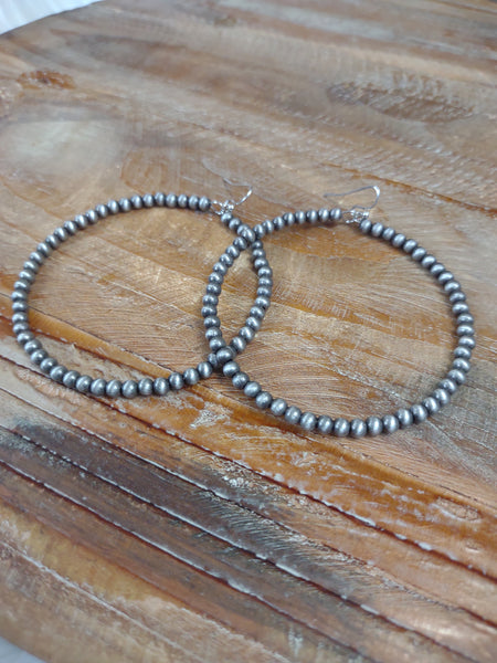 The Long Way Around Navajo Pearl Hoop Silver Earrings