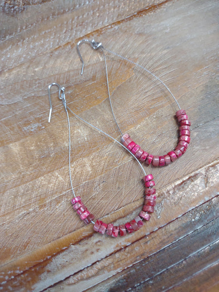 The Simple Wire Gemstone Red Earrings