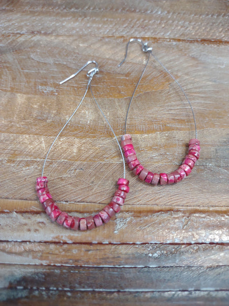 The Simple Wire Gemstone Red Earrings