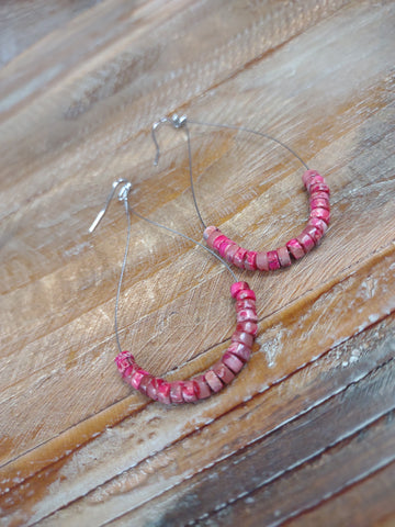 The Simple Wire Gemstone Red Earrings