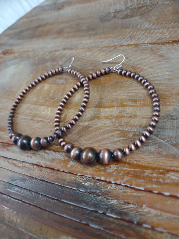 The Dance This Way Navajo Pearl Hoop Copper Earrings