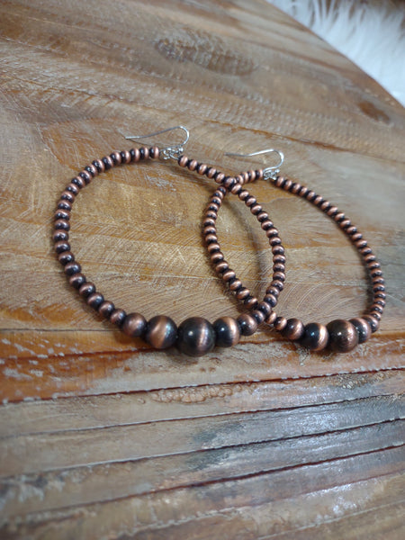 The Dance This Way Navajo Pearl Hoop Copper Earrings