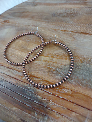 The Simple Days Navajo Pearl Hoop Copper Earrings