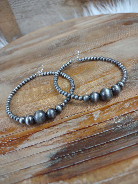 The Dance This Way Navajo Pearl Hoop Silver Earrings