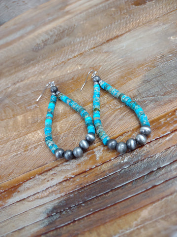 The Monday Dance Silver Navajo Pearl Gemstone Turquoise Earrings