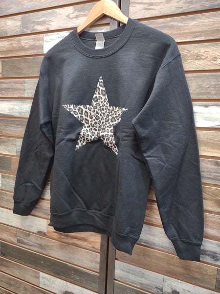 The Leopard Star Black Sweatshirt