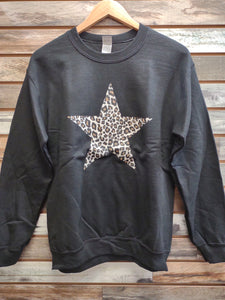 The Leopard Star Black Sweatshirt