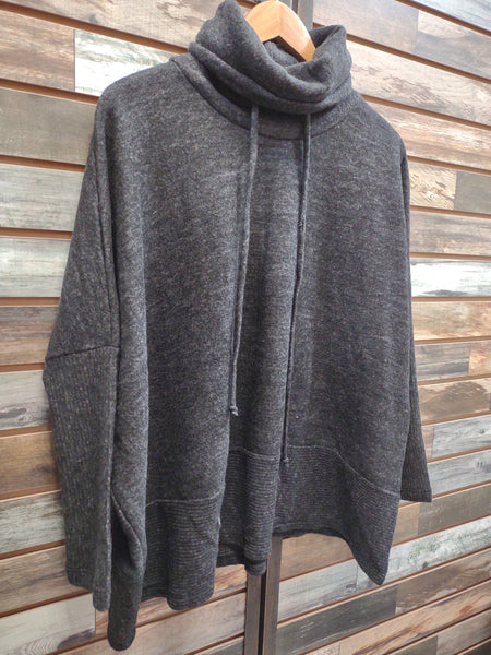 The Cowl Turtle Neck Charcoal Sweater