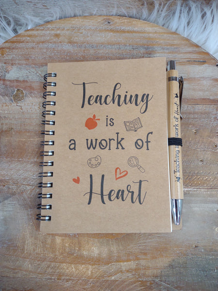 Teacher Appreciation Journal Gift Set-Teaching Is A Work Of Heart