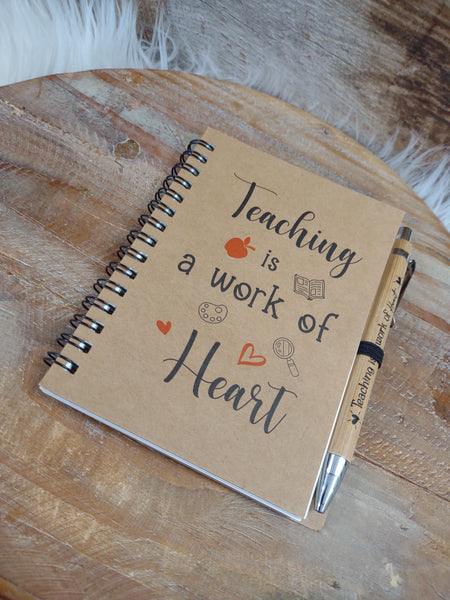 Teacher Appreciation Journal Gift Set-Teaching Is A Work Of Heart