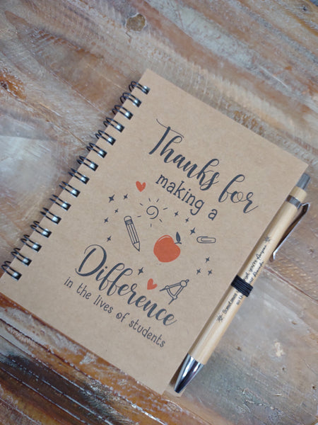 Teacher Appreciation Journal Gift Set-Making A Difference