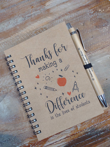 Teacher Appreciation Journal Gift Set-Making A Difference