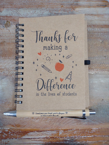 Teacher Appreciation Journal Gift Set-Making A Difference