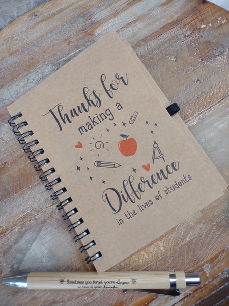 Teacher Appreciation Journal Gift Set-Making A Difference