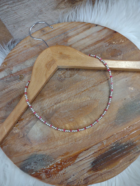 The Don't Give It Up Navajo Pearl Red and Silver Necklace