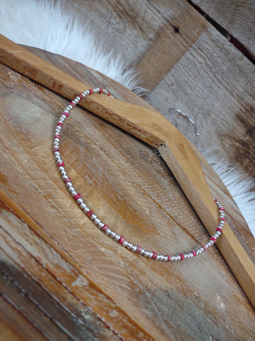 The Don't Give It Up Navajo Pearl Red and Silver Necklace