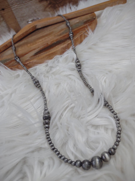 The Don't Give In Navajo Pearl Silver Necklace