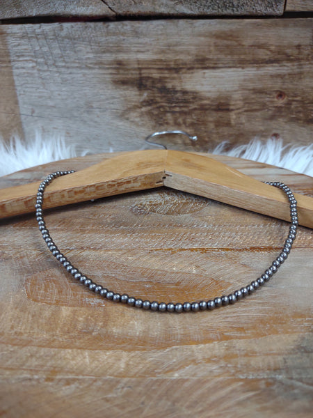 The Don't Give It Up Navajo Pearl Polished Silver Necklace