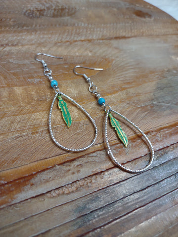 The Fall There Feather Turquoise Earrings