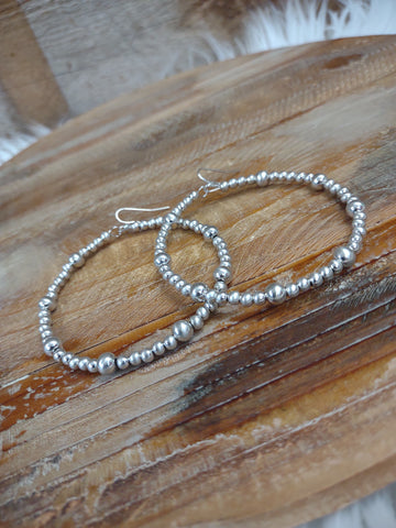 The Way Today Navajo Pearl Hoop Polished Silver Earrings