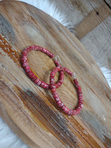 The Short Way There Gemstone Hoop Red Earrings