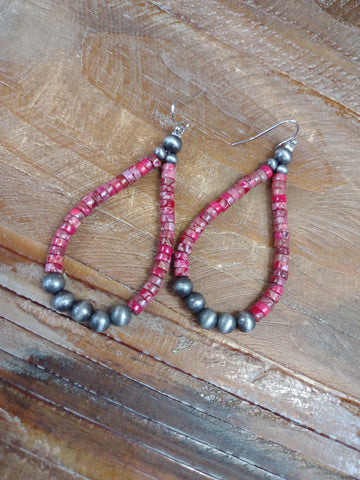 The Way To Navajo Pearl Gemstone Red Earrings