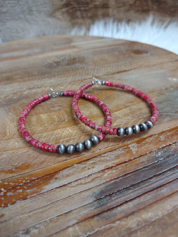 The Monday Dance Handmade Gemstone Red Hoop Earrings