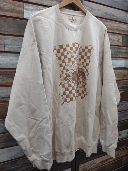 The Checkered Bronc Cream Sweatshirt